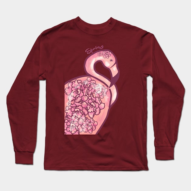 Flamingo Long Sleeve T-Shirt by ArtKsenia